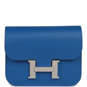 Hermes Constance Slim Wallet Bleu Zellige Evercolor Palladium Hardware