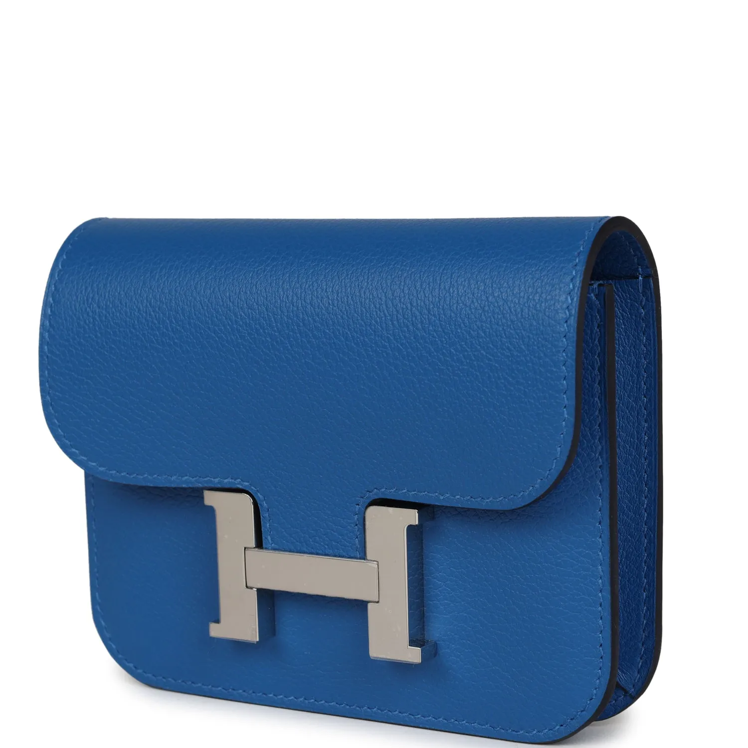 Hermes Constance Slim Wallet Bleu Zellige Evercolor Palladium Hardware