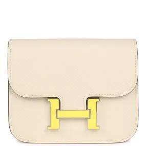 Hermes Constance Slim Wallet Craie Epsom Lime Enamel Palladium Hardware