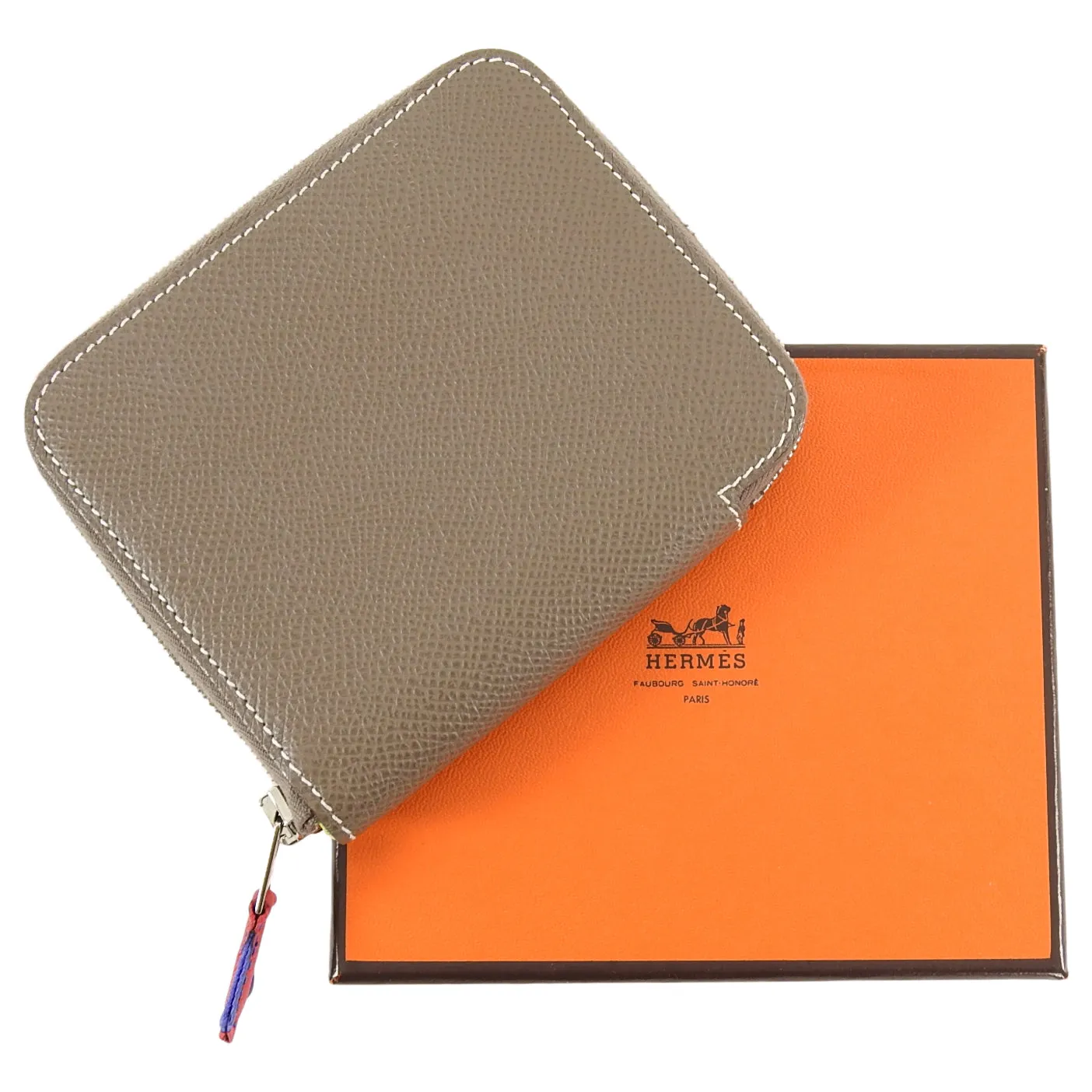 Hermes Silk’in Compact Wallet in Etoupe Epsom Leather