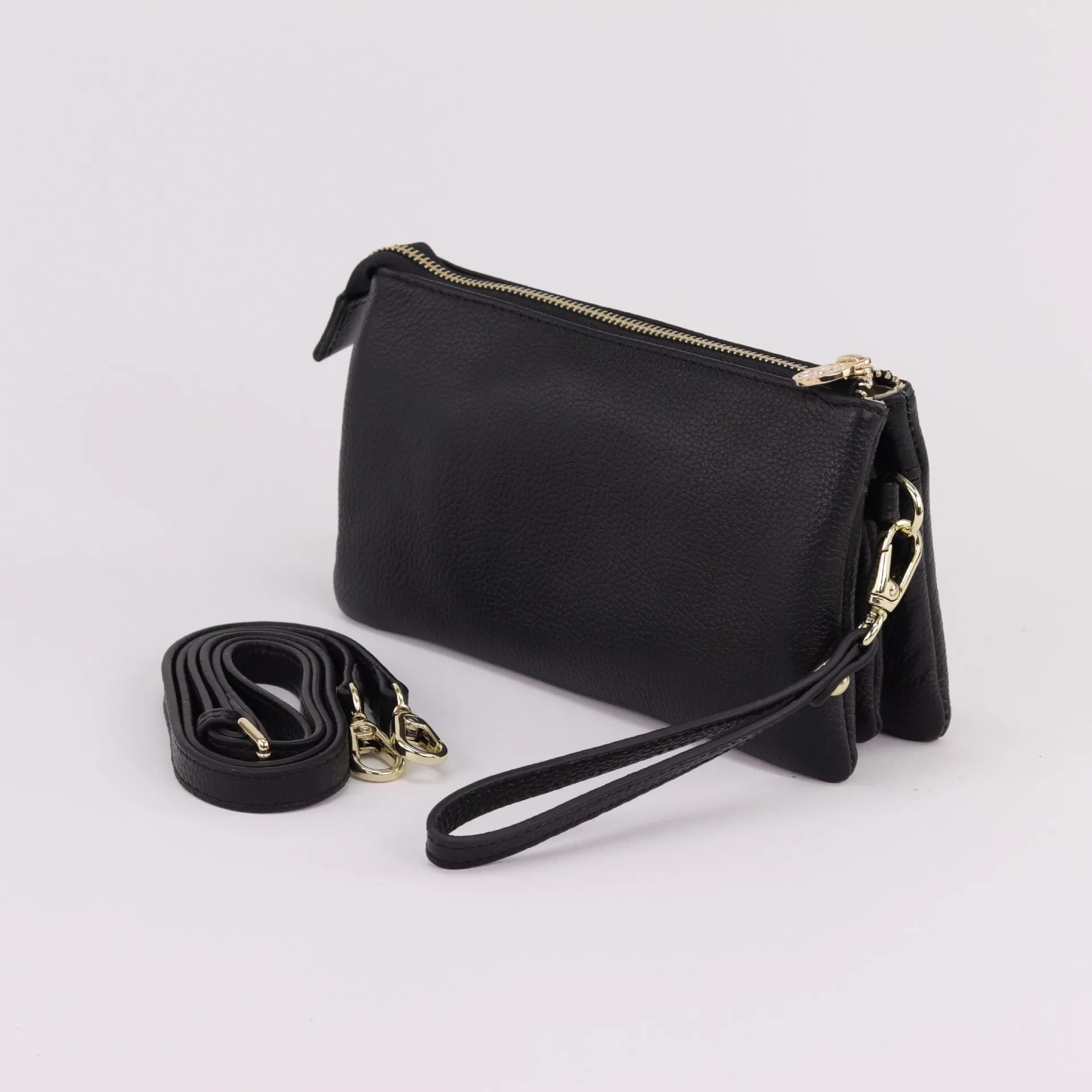 Katie leather or suede clutch crossbody