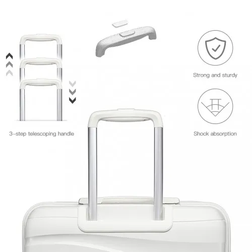 Kono 20 Inch Lightweight Polypropylene Suitcase with TSA Lock - Cream White - Durable, Stylish, Perfect for Travel