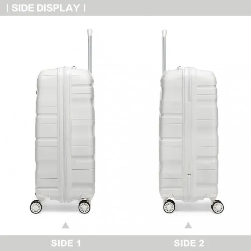 Kono 20 Inch Lightweight Polypropylene Suitcase with TSA Lock - Cream White - Durable, Stylish, Perfect for Travel