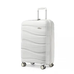 Kono 20 Inch Lightweight Polypropylene Suitcase with TSA Lock - Cream White - Durable, Stylish, Perfect for Travel