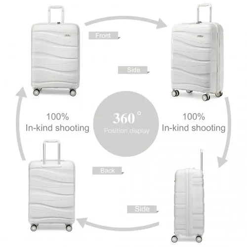 Kono 20 Inch Lightweight Polypropylene Suitcase with TSA Lock - Cream White - Durable, Stylish, Perfect for Travel