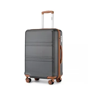 Kono 24-Inch ABS Sculpted Horizontal Design Suitcase - Elegant Grey and Brown Travel Companion