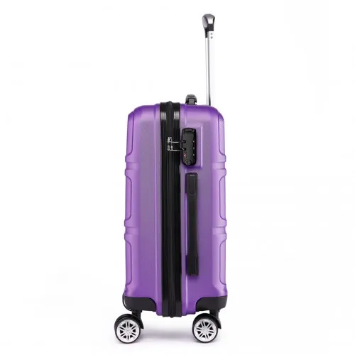 Kono ABS Sculpted Horizontal Design 3 Piece Suitcase Set - Purple | Durable & Stylish Luggage Set