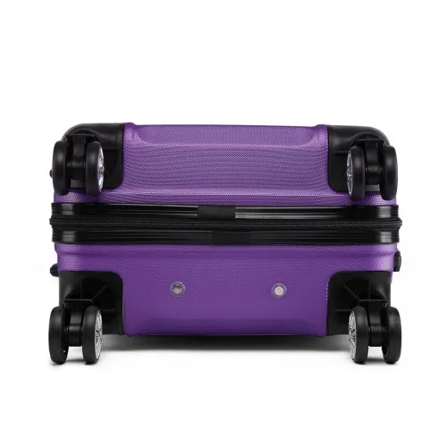 Kono ABS Sculpted Horizontal Design 3 Piece Suitcase Set - Purple | Durable & Stylish Luggage Set