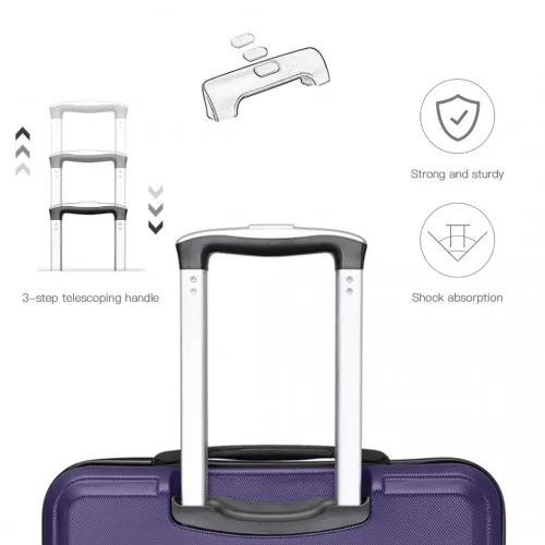 Kono ABS Sculpted Horizontal Design 3 Piece Suitcase Set - Purple | Durable & Stylish Luggage Set