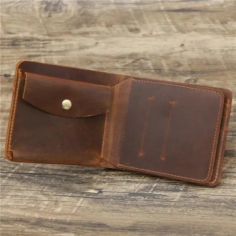 Men's Leather Wallet | Genuine Crazy Horse Leather, 3-Fold Design & Compact Sizing