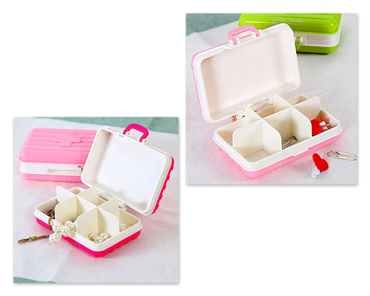 Portable Pill Box 6 Compartments in Suitcase Shape