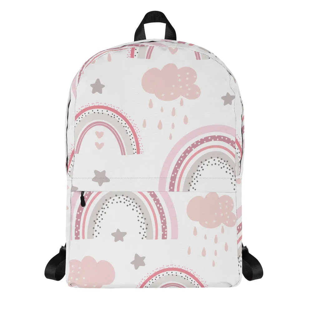 Rainbow: Bursting with Colors and Charm! The Pink & White Medium Rainbow Backpack - Adventures and Sporty Shenanigans!