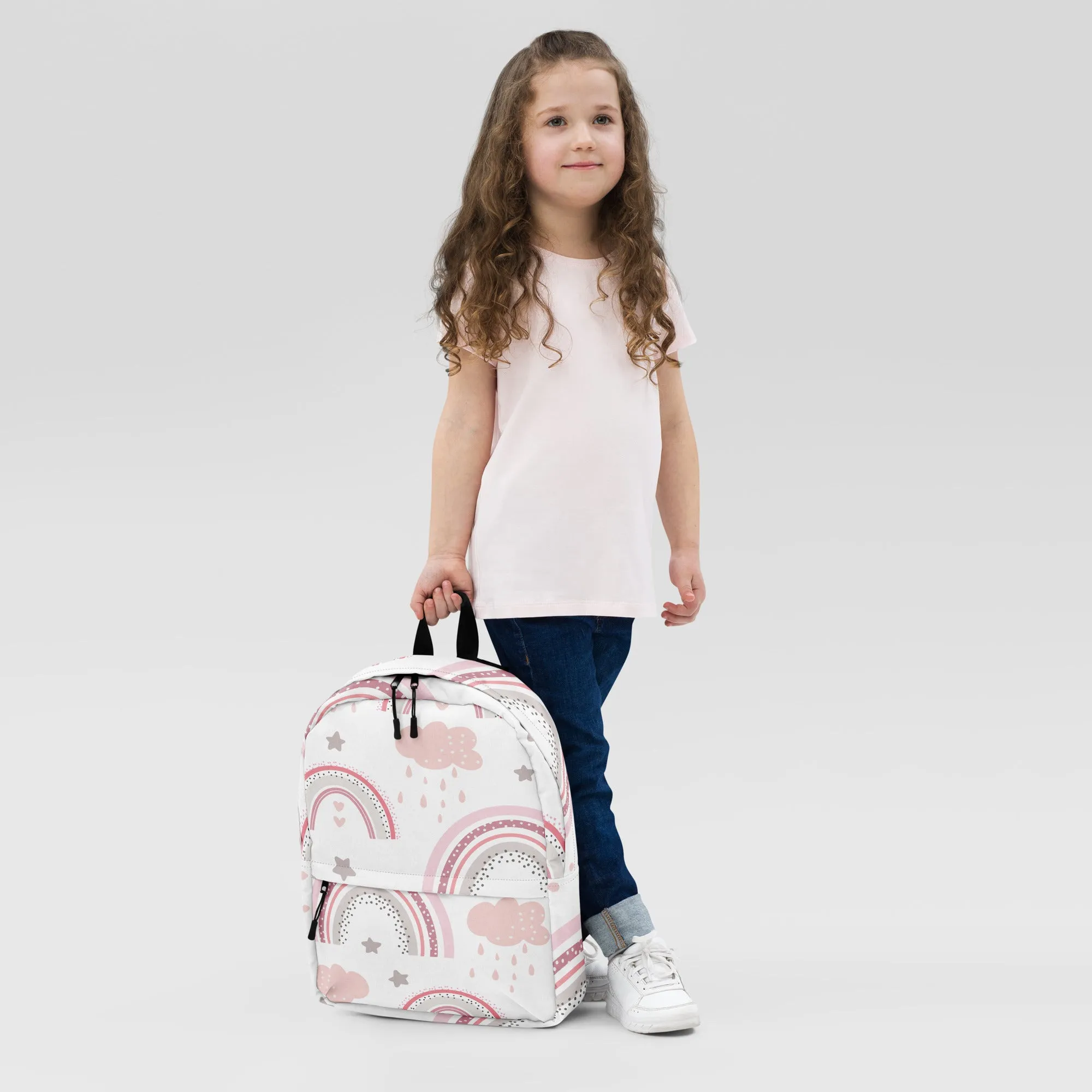 Rainbow: Bursting with Colors and Charm! The Pink & White Medium Rainbow Backpack - Adventures and Sporty Shenanigans!