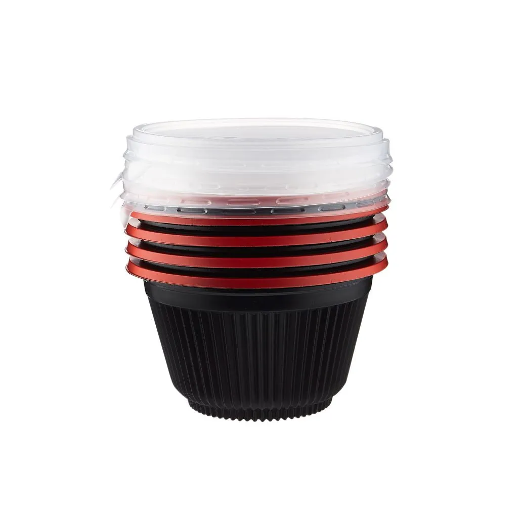 Red & Black Soup Bowl 700 cc with Lids