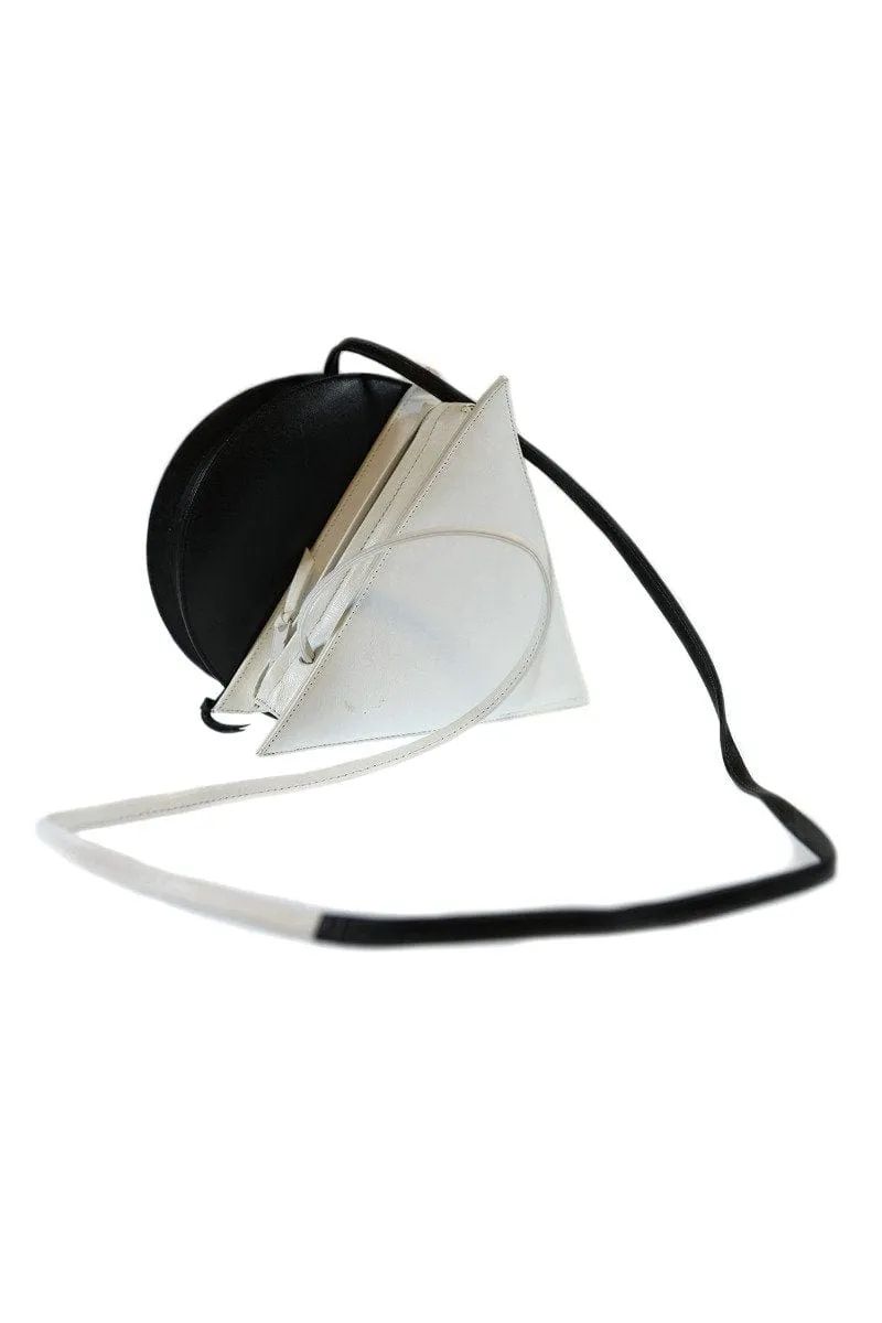 Safi Vintage Black and White Triangle Circle Handbag