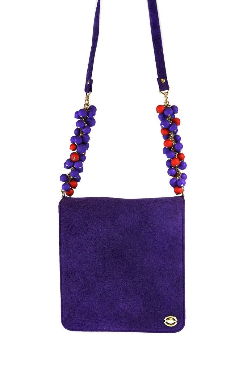 Safi Vintage Multi Bead Suede Leather Handbag