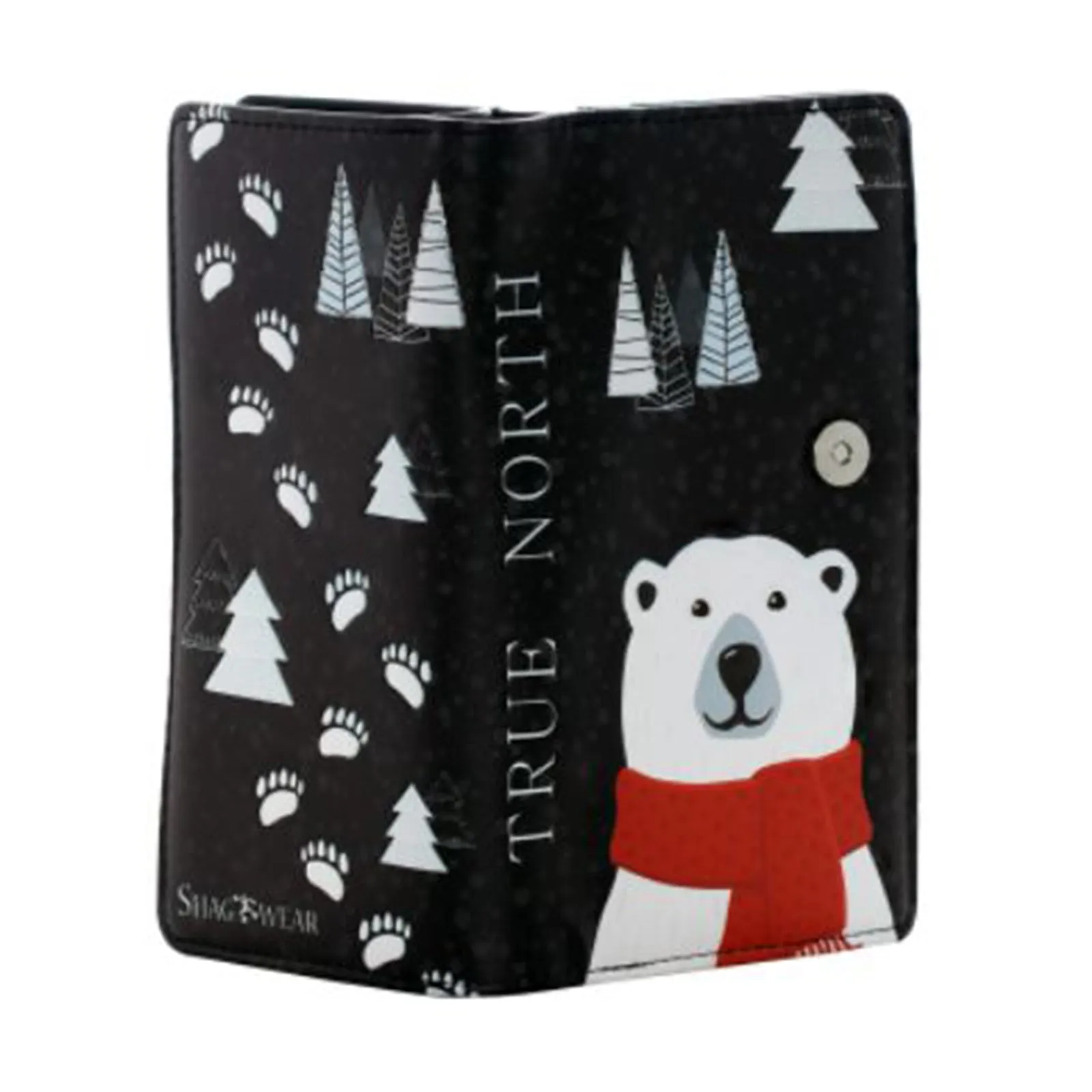 Shagwear True North Polar Bear Large Black Zipper Wallet