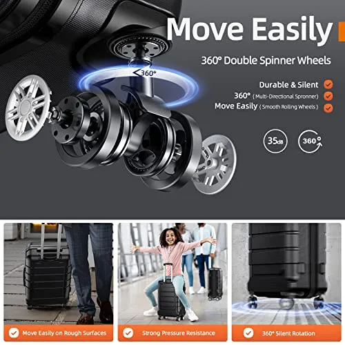 SHOWKOO Luggage Sets Expandable PC ABS Durable Suitcase