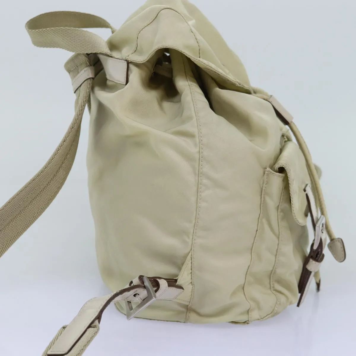 Trendy Inspired Prada Backpack Nylon Cream Auth 76124