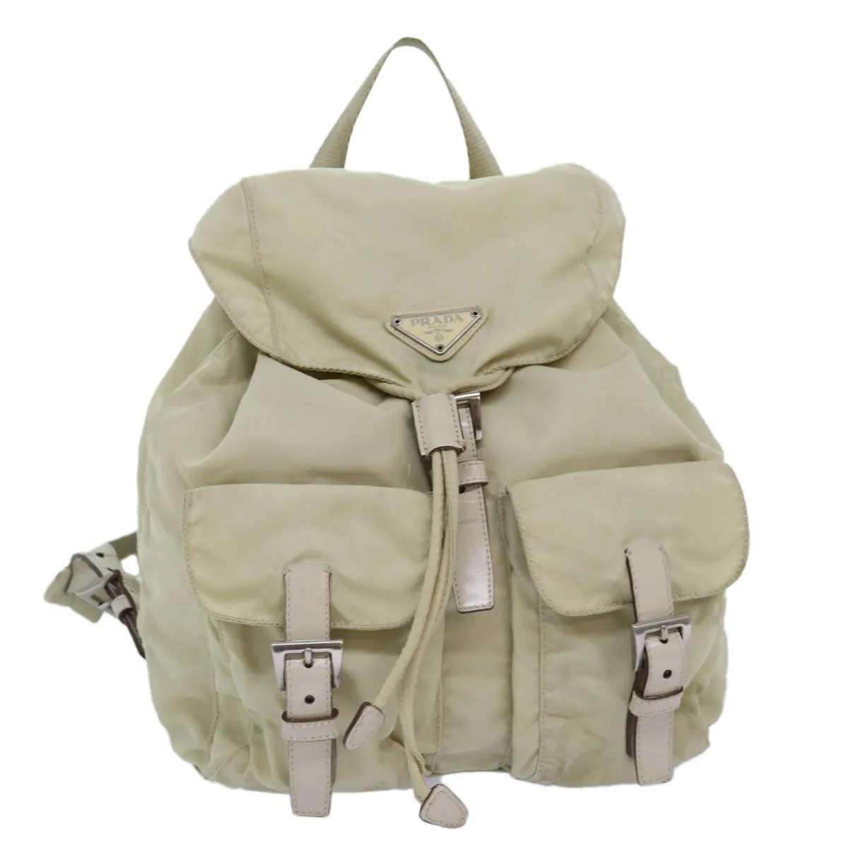 Trendy Inspired Prada Backpack Nylon Cream Auth 76124