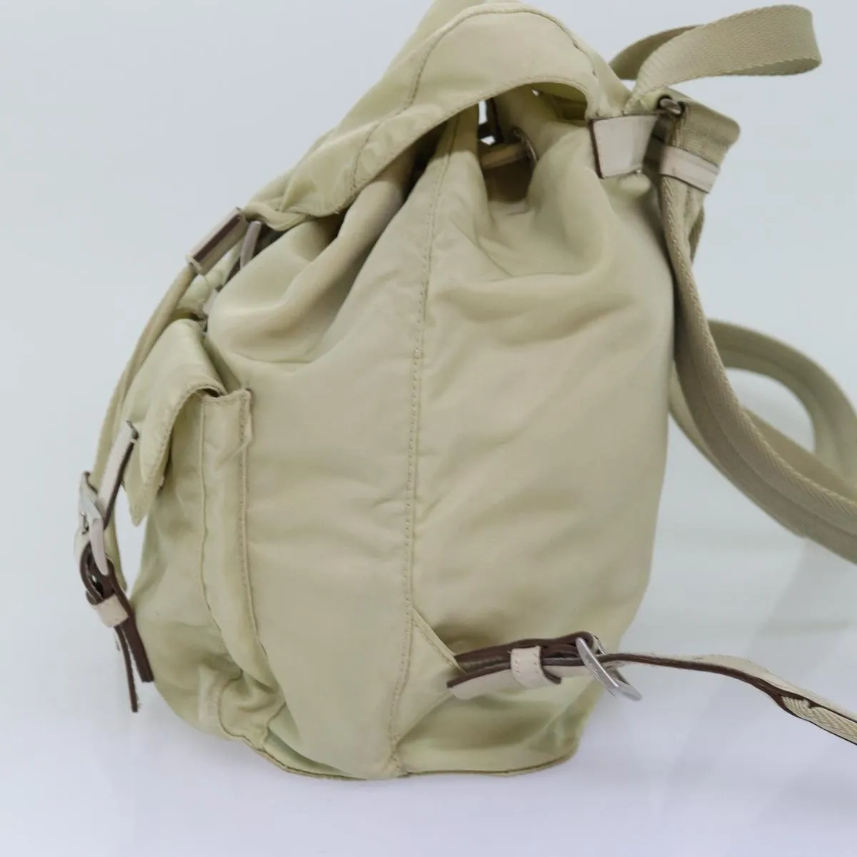 Trendy Inspired Prada Backpack Nylon Cream Auth 76124