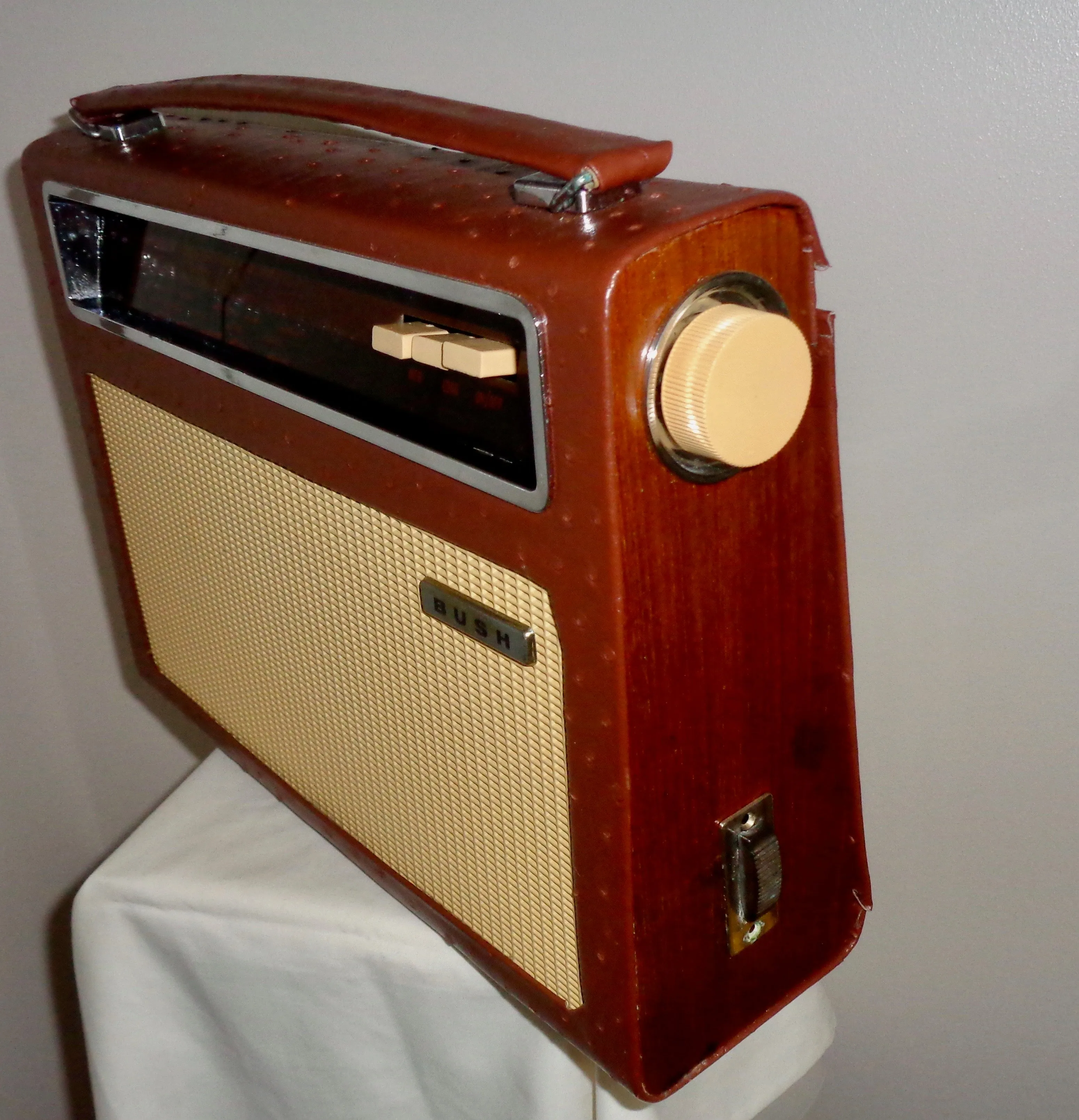 Vintage Bush Radio Model TR112 Recovered in Brown Leather