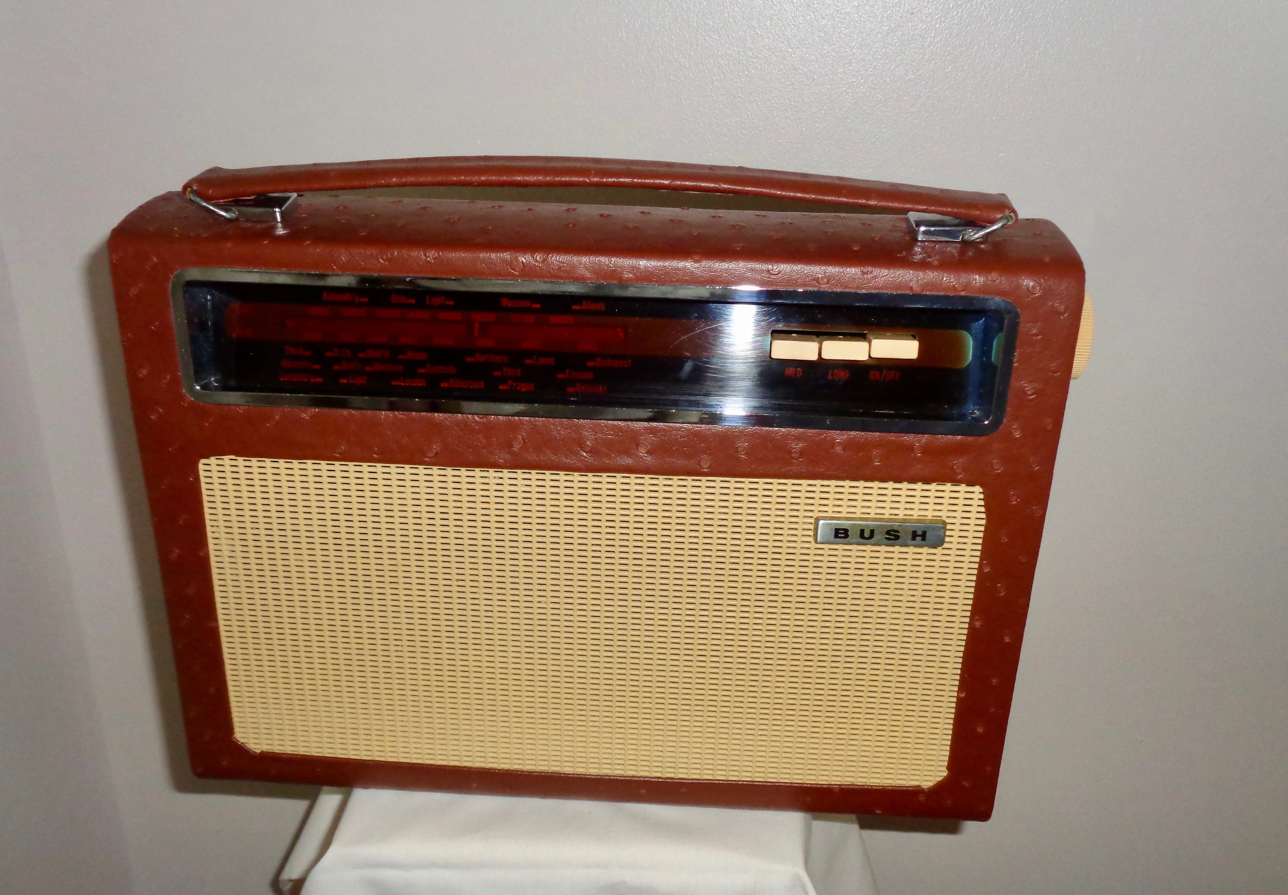 Vintage Bush Radio Model TR112 Recovered in Brown Leather