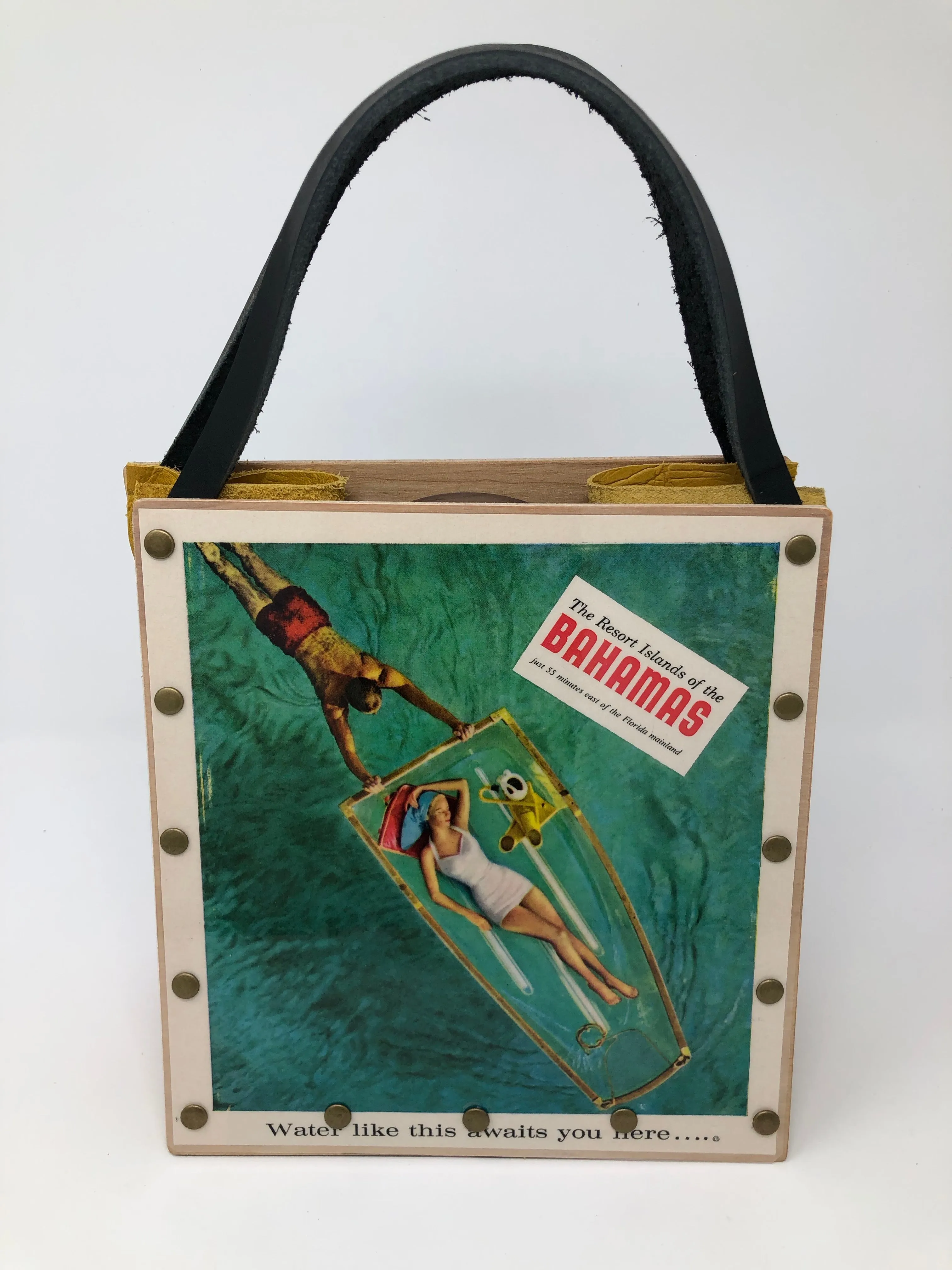 Vintage Graphics Handbag - Beach Vibes Bahamas Ad from Sunset 1961