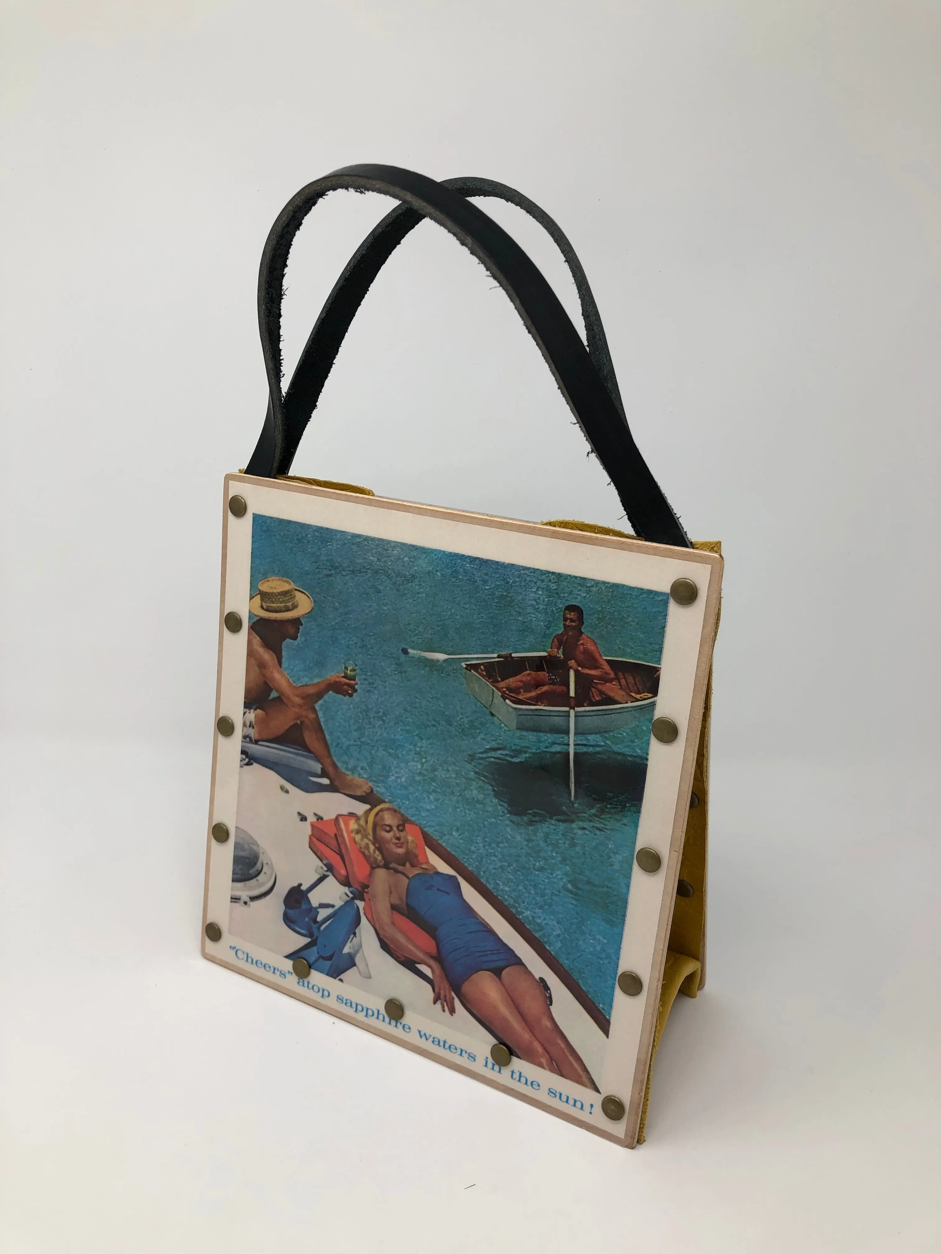 Vintage Graphics Handbag - Beach Vibes Bahamas Ad from Sunset 1961