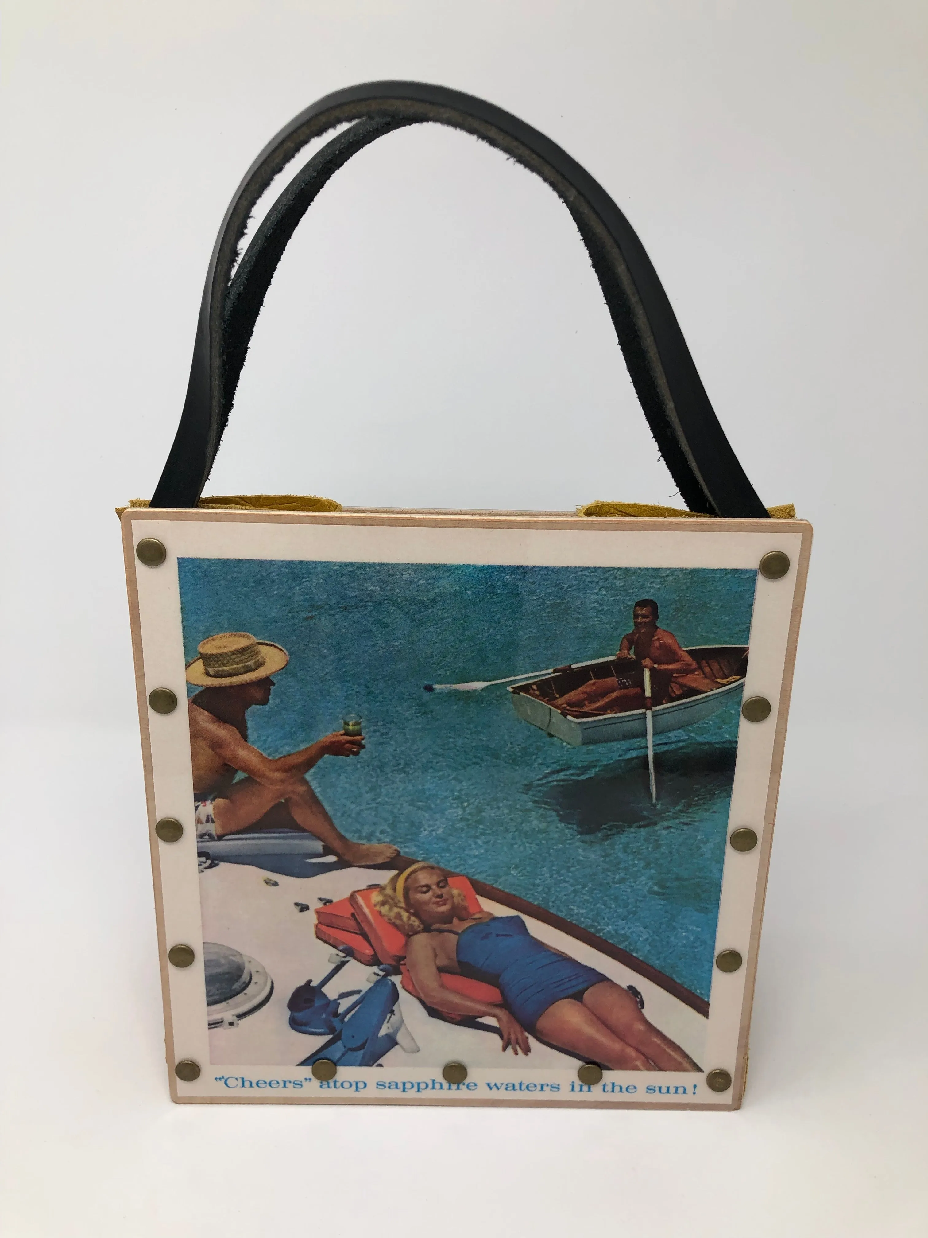 Vintage Graphics Handbag - Beach Vibes Bahamas Ad from Sunset 1961